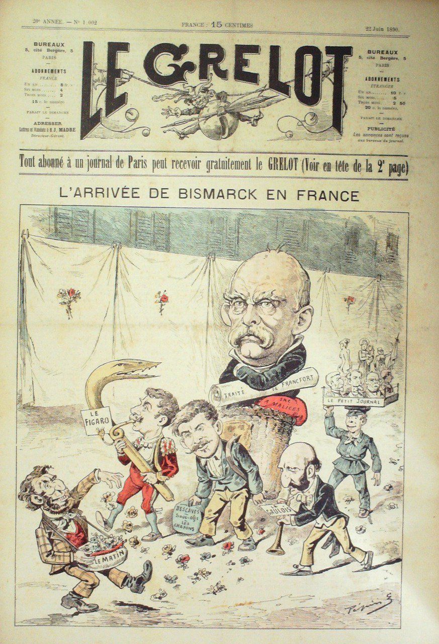 Le Grelot 1890 n°1002 ARRIVEE de BISMARK en FRANCE PEPIN