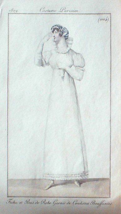 Gravure Mode Costume Parisien 1809 # 1004 (eau forte old Fashion plate