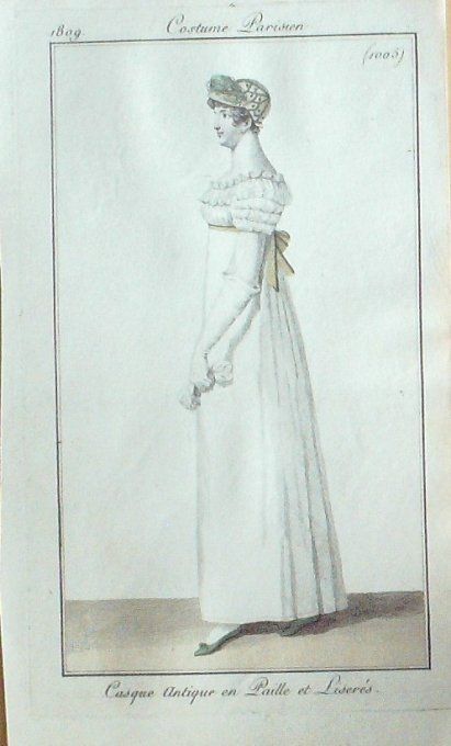 Gravure Mode Costume Parisien 1809 # 1005 (eau forte old Fashion plate