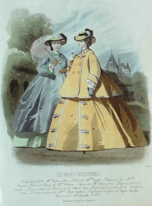 Gravure Les Modes Parisiennes 1862 #1005 Tunique robe Maison Leclère-Collot