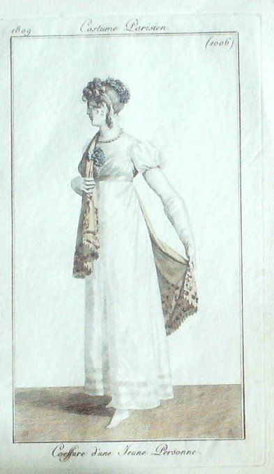 Gravure Mode Costume Parisien 1809 # 1006 (eau forte old Fashion plate