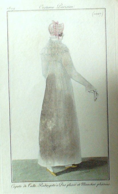 Gravure Mode Costume Parisien 1809 # 1007b (eau forte old Fashion plate