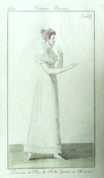 Gravure Mode Costume Parisien 1809 # 1008 (eau forte old Fashion plate