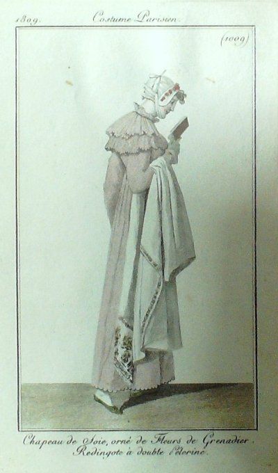 Gravure Mode Costume Parisien 1809 # 1009 (eau forte old Fashion plate