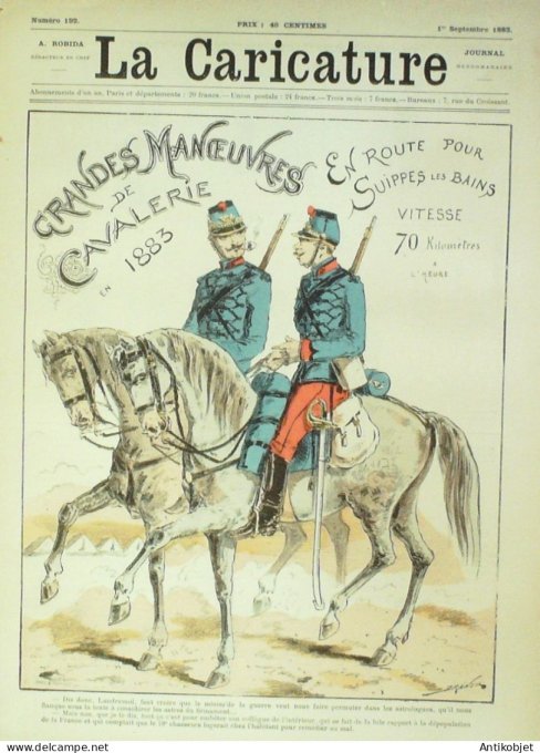 La Caricature 1883 #192 Cavelerie sur SuippesèLes-Bains Draner Prudhommania Caran d'Ache Tinant Sor