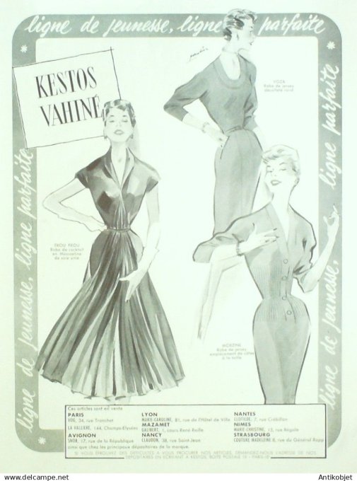Publicité Lingerie Kestos Vahiné signée Paulin 1951