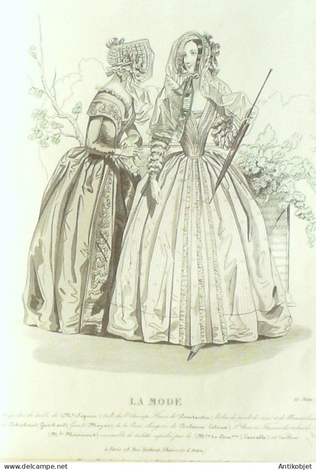 Gravure La mode 1841 # 19 (aquarelle old Fashion plate)