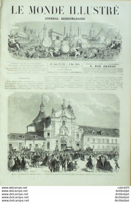 Le Monde illustré 1867 n°578 Espagne Madrid Atocha Narvaez Hyeres (83) Italie Florence