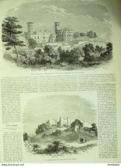 Le Monde illustré 1857 n°  6 Nohand (36) ïle de Wright Carisbrooke Sète (34) Asnières