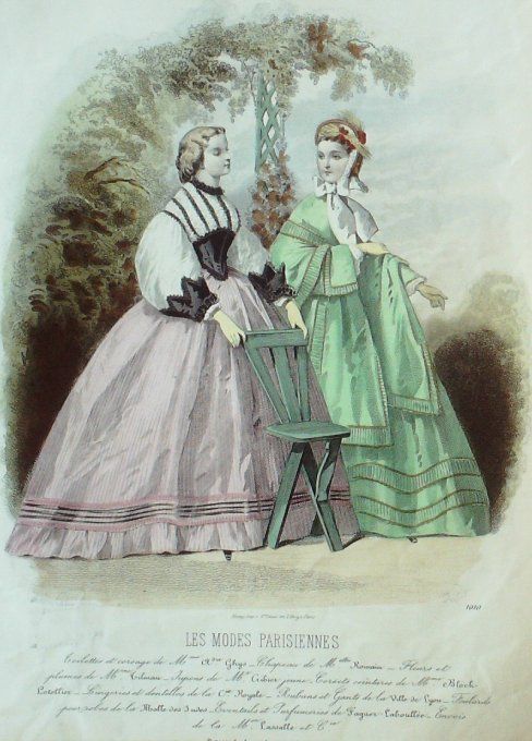Gravure Les Modes Parisiennes 1862 #1010 Robes et corsages Maison Ghys