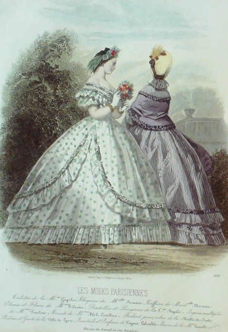Gravure Les Modes Parisiennes 1862 #1011 Robes en Jersey Maison Gagelin
