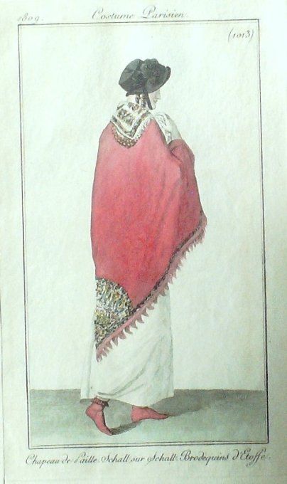 Gravure Mode Costume Parisien 1809 # 1013 (eau forte old Fashion plate