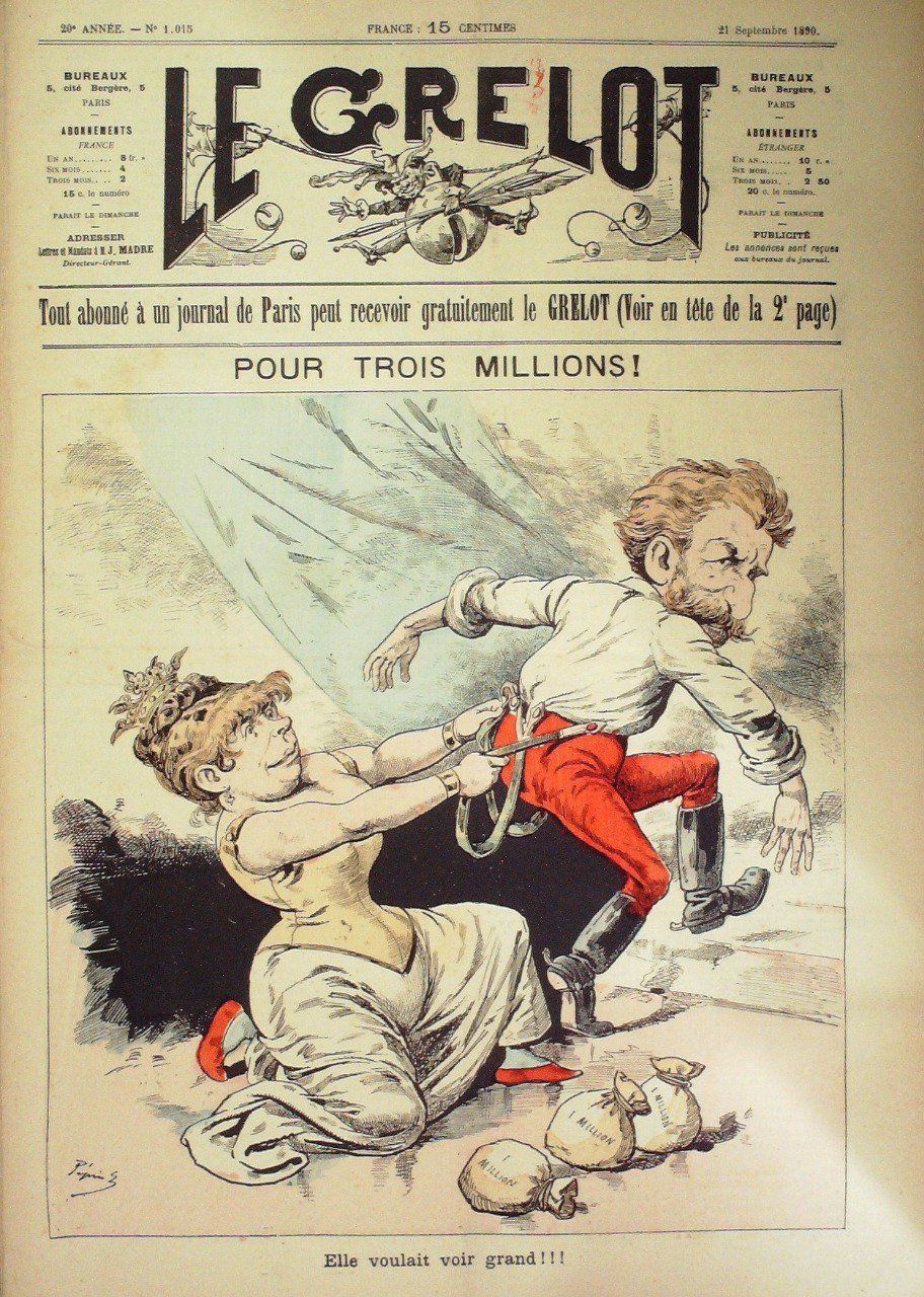 Le Grelot 1890 n°1015 POUR 3 MILLIONS PEPIN