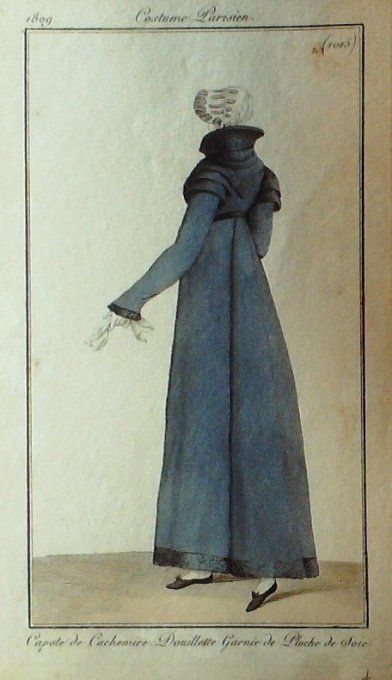 Gravure Mode Costume Parisien 1809 # 1015 (eau forte old Fashion plate
