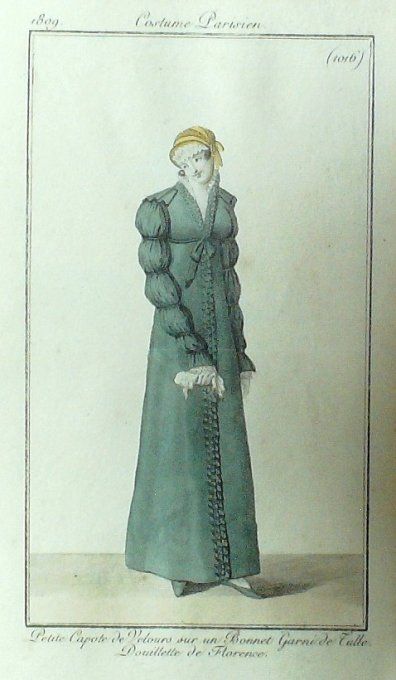 Gravure Mode Costume Parisien 1809 # 1016 (eau forte old Fashion plate