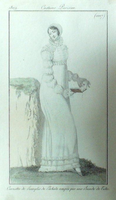 Gravure Mode Costume Parisien 1809 # 1017 (eau forte old Fashion plate