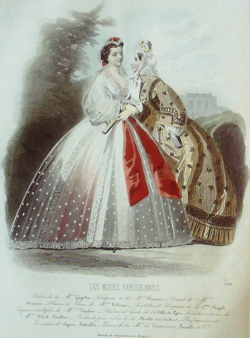 Gravure Les Modes Parisiennes 1862 #1018 Robes de sorties Maison Gagelin