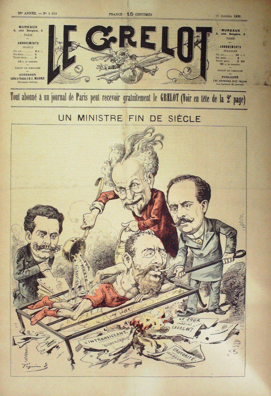 Le Grelot 1890 n°1019 ROUVIER, UN MINISTRE FIN de SIECLE PEPIN