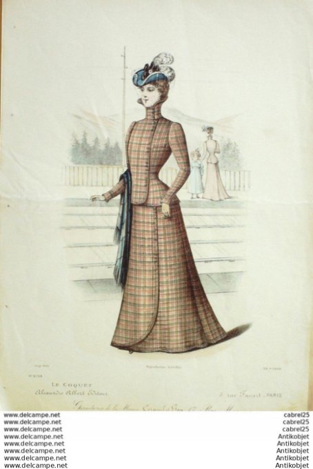 Gravure Mode Le Coquet 1898 # 39 (Old Fashion plate)