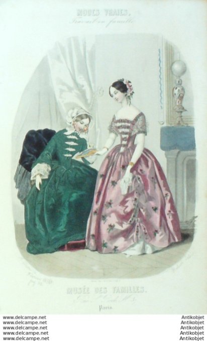 Gravure Mode Musee des familles 1850 #  2 (Old fashion plate)