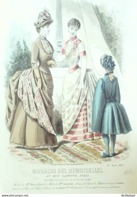 Gravure Mode J.Demoiselles 1885 # 4512 (Old Fashion plate)