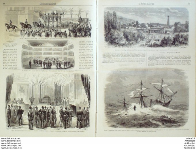 Le Monde illustré 1866 n°460 Algérie Mouzaia Les Mines Egypte Alexandrie Harmoniums