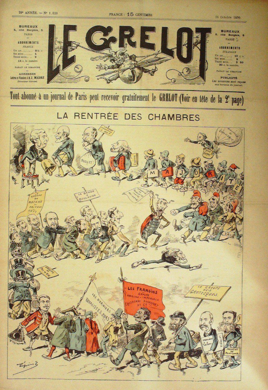 Le Grelot 1890 n°1020 LA RENTREE des CHAMBRES PEPIN