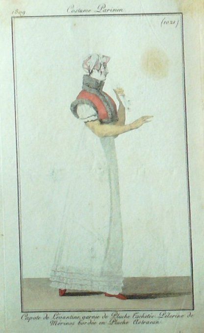Gravure Mode Costume Parisien 1809 # 1021 (eau forte old Fashion plate