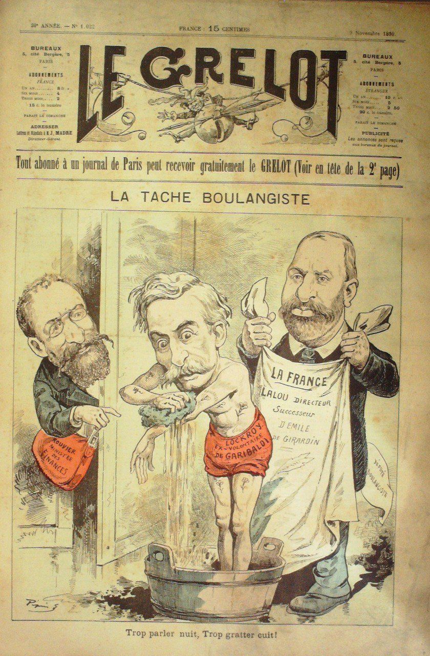 Le Grelot 1890 n°1022 LA TACHE BOULANGISTE PEPIN