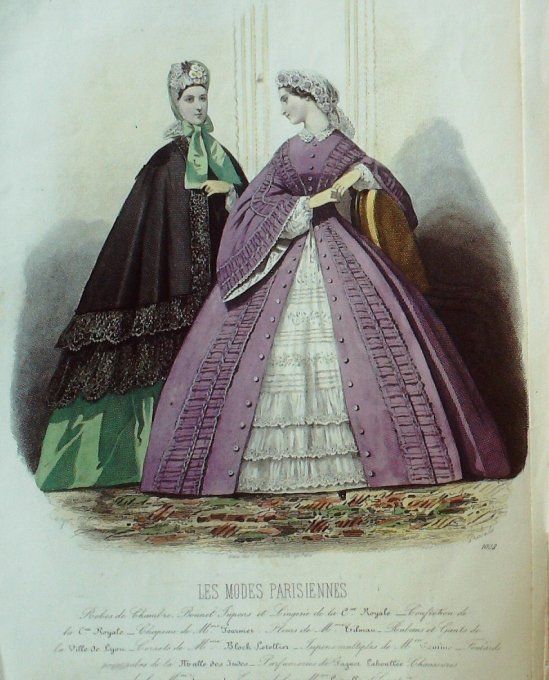 Gravure Les Modes Parisiennes 1862 #1023 Robes de chambre Cie Royale