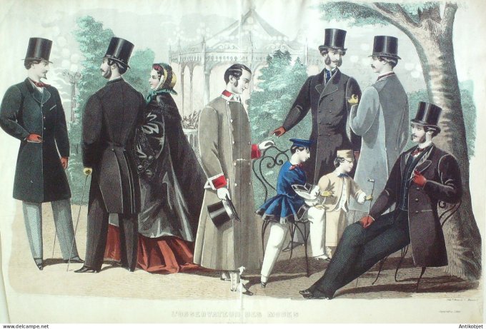 Gravure Mode L'Observateur 1860- 9 (Old Fashion plate) rare