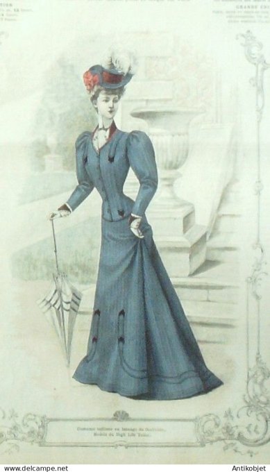 La Mode illustrée journal 1906 n° 21 Costume en lainage de fantaisie