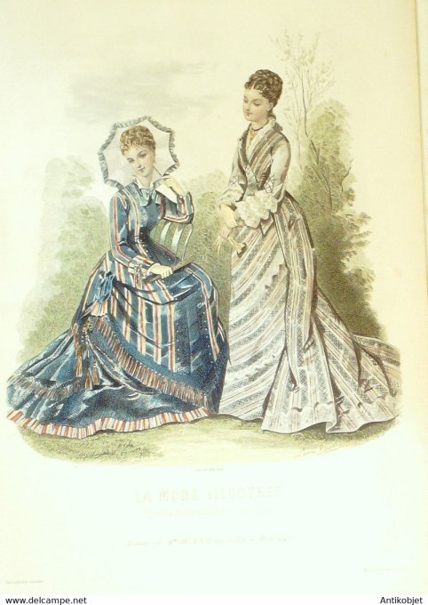 Gravure de mode La Mode illustrée 1876 n°37 (Maison Delaunay)