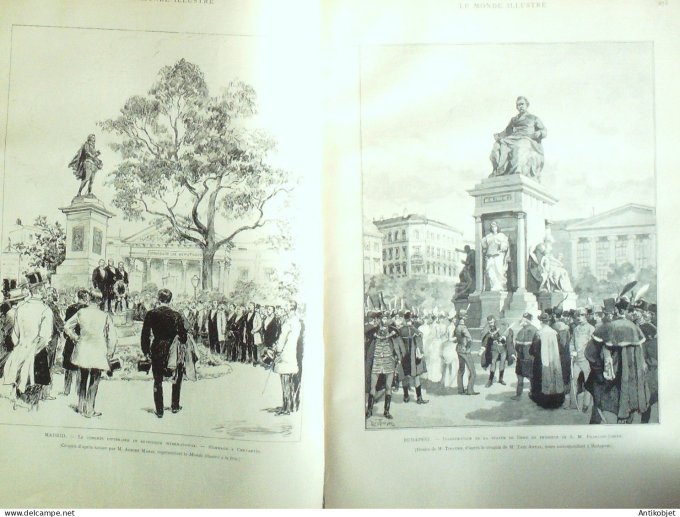 Le Monde illustré 1887 n°1595 Maroc beni-Snassen Madrid Cervantès Hongrie Budapest