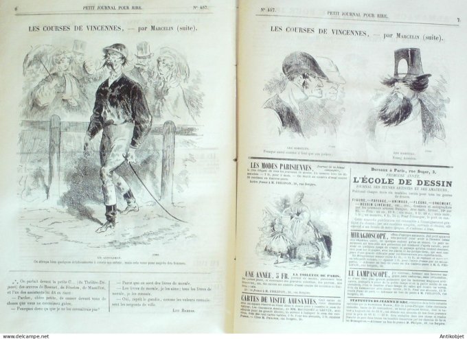 Petit journal pour Rire 1863 # 457 Courses de Vincennes Marcelin