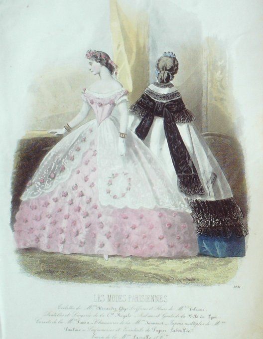 Gravure Les Modes Parisiennes 1862 #1031 Robes mousseline Maison Ghys