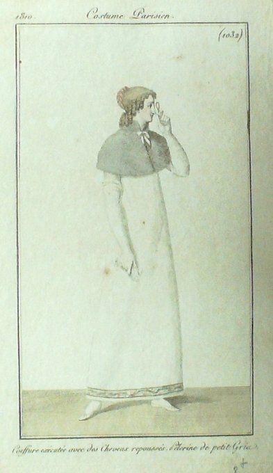 Gravure Mode Costume Parisien 1810 # 1032 (eau forte old Fashion plate