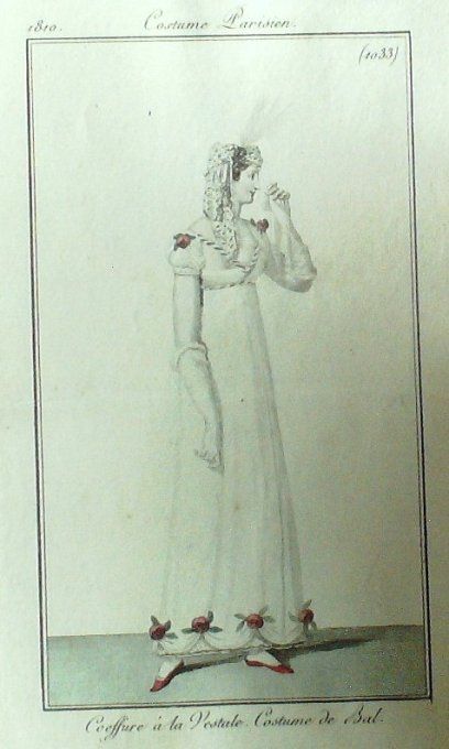 Gravure Mode Costume Parisien 1810 # 1033 (eau forte old Fashion plate