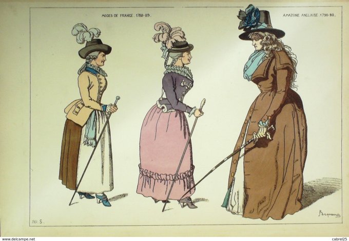 Mode AMAZONE anglaise de 1790 Toilettes de France de 1788