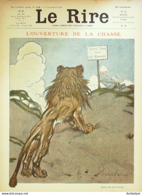 Le Rire 1911-05-13 # 449 Journal humoristique Ed.Originale Ouverture de chasse