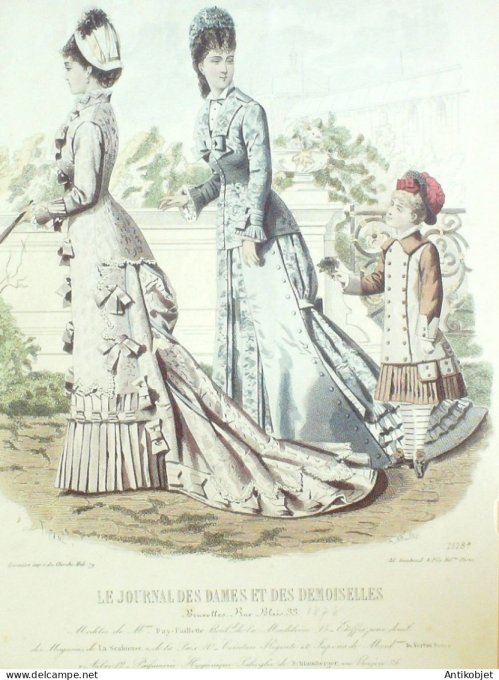 Gravure Mode J.Dames & Demoiselles 1872 # 1528 (Old Fashion plate)