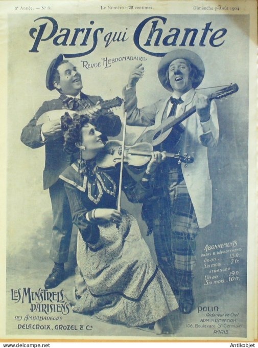 Paris qui chante 1904 #81 Tesserat Raoult Farfalla Baldy Les Minstrels Scie
