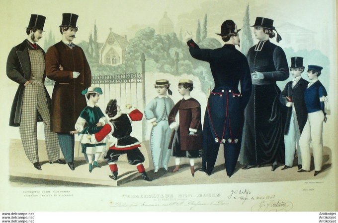 Gravure Mode L'Observateur 1863- 3 (Old Fashion plate) rare