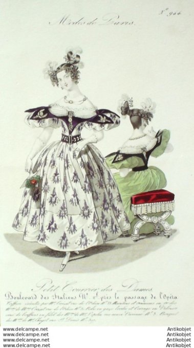 Gravure Mode Courrier des Dames 1831 #  944 (eau forte old Fashion plate)
