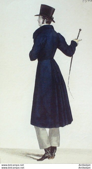 Costume Parisien 1818 # 1784 Redingote homme à collet de velours