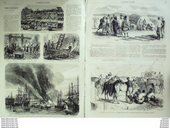 Le Monde illustré 1867 n°573 Le Havre (76) Ethiopie Usa New York Italie Venise Canal Inde Trichenapa