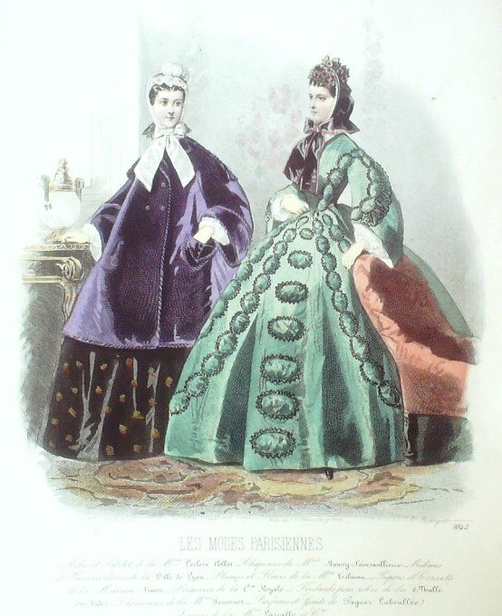 Gravure Les Modes Parisiennes 1863 #1042 Robes paletot Maison Leclère-Collot