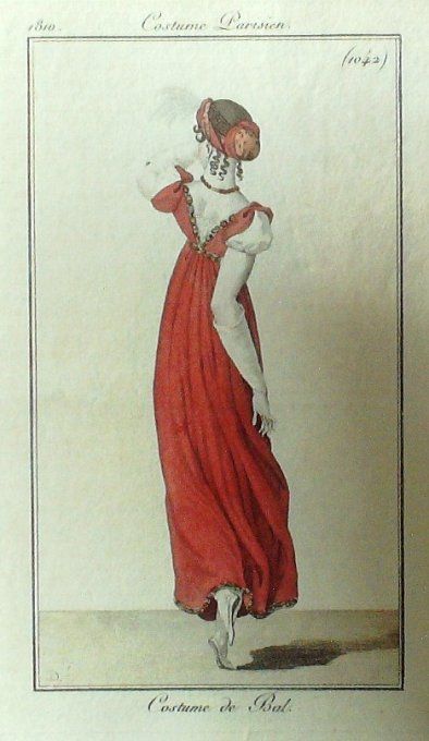 Gravure Mode Costume Parisien 1810 # 1042 (eau forte old Fashion plate