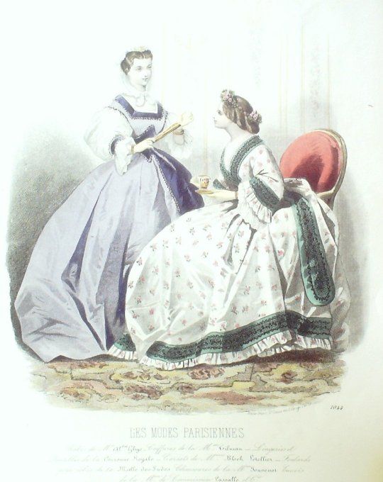 Gravure Les Modes Parisiennes 1863 #1044 Robes Perkale Maison Ghys