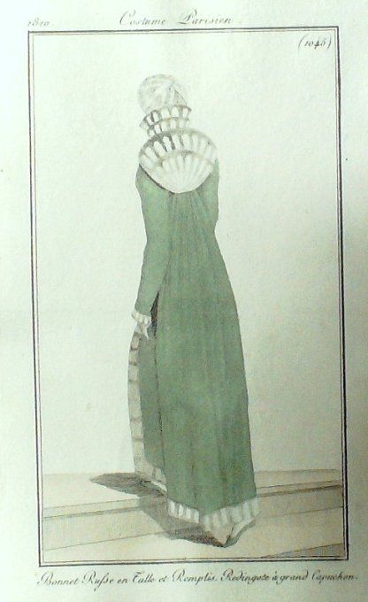 Gravure Mode Costume Parisien 1810 # 1045 (eau forte old Fashion plate